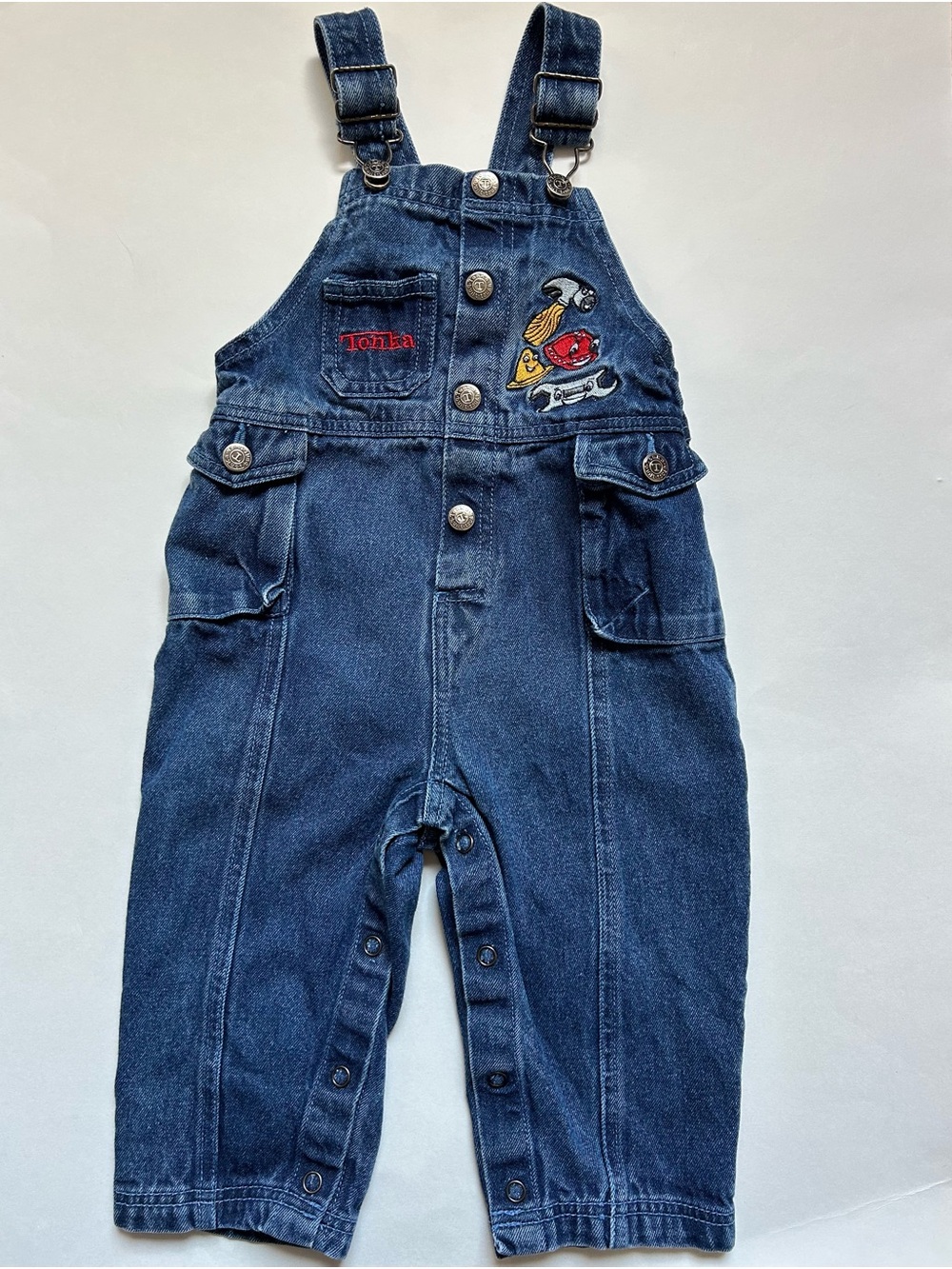 Vintage Y2K Tonka Dark Blue Denim Overalls for Kids